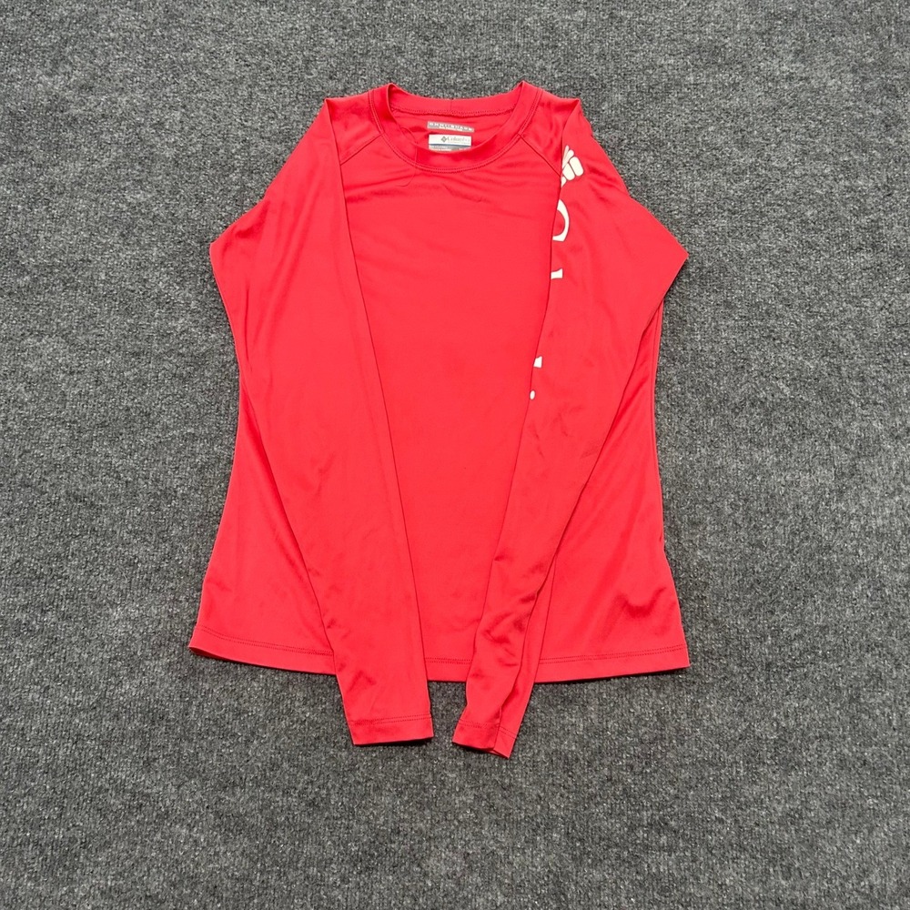 Columbia Sun Shirt Womens Size S Red PFG Graphic Active UV Protection FL6160